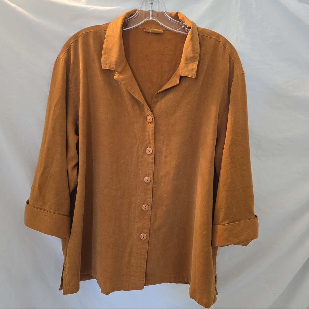 Vtg Tianello By Steve Barraza Aidi Blouse Tencel Blend Art-to-wear Earthy Boho M